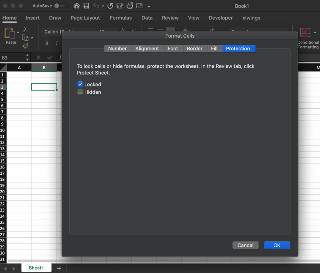 Locked Cells in a sheet
