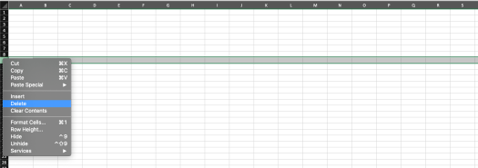 delete or insert a row