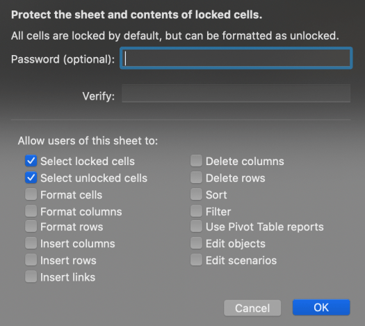Protect or unprotect sheet with a password