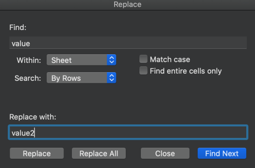 replace method ctrl+F
