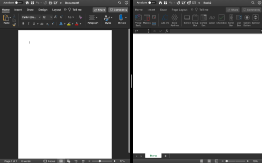 Word document and Excel workbook